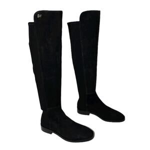 Stuart Weitzman Keelan City Black Suede Microstretch knee Boots w/Logo Sz 9 B